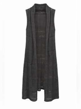 Forever 21 Womens Black Sleeveless Crochet Knit Vest Cardigan Size S